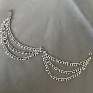 Gg Beautiful 3 line beaded Silver Saharey/Earchain