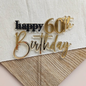 Personalised Double Layer Topper &#39;Happy &gt;Age&lt; Birthday &gt;Name&lt;&#39;, Birthday Cake Topper 18 21 30 40 50 60 - Quick Shipping for Your Party!