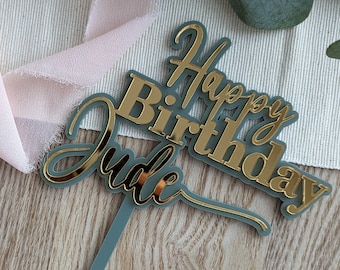 Personalised Double Layer Topper Swirly Style, Wedding Cake Topper, Birthday Cake Topper 18 21 30 40 50 60 - Quick Shipping for Your Party!