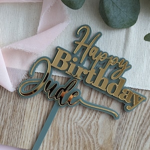 Personalised Double Layer Topper Swirly Style, Wedding Cake Topper, Birthday Cake Topper 18 21 30 40 50 60 - Quick Shipping for Your Party!