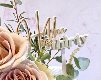 Personalized Birthday Cake Topper, Double Layer Acrylic, Custom Name & Age