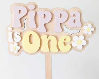 Personalized Flower Power Cake Topper – Groovy 60s 70s Birthday Party