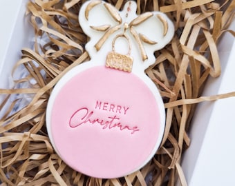 3D Christmas 'Bauble' Fondant Embosser & Cookie Cutter Set - Quick Shipping for Your Holiday Baking!