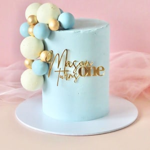 Acrylic Cake Charm, Personalised Single Layer Charm - &#39;Name Turns Age&#39;, Fast Delivery