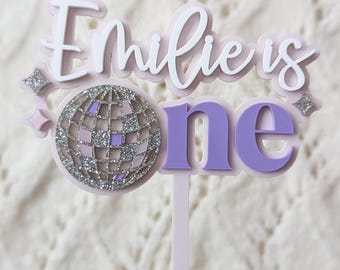 Personalized Disco Ball Birthday Cake Topper, Acrylic Double Layer