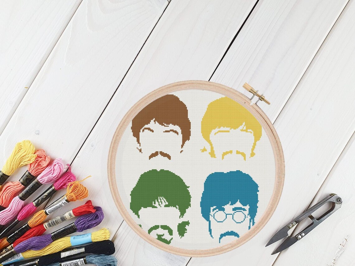 Beatles cross Stitch pattern Beatles cross stitch Jonh | Etsy