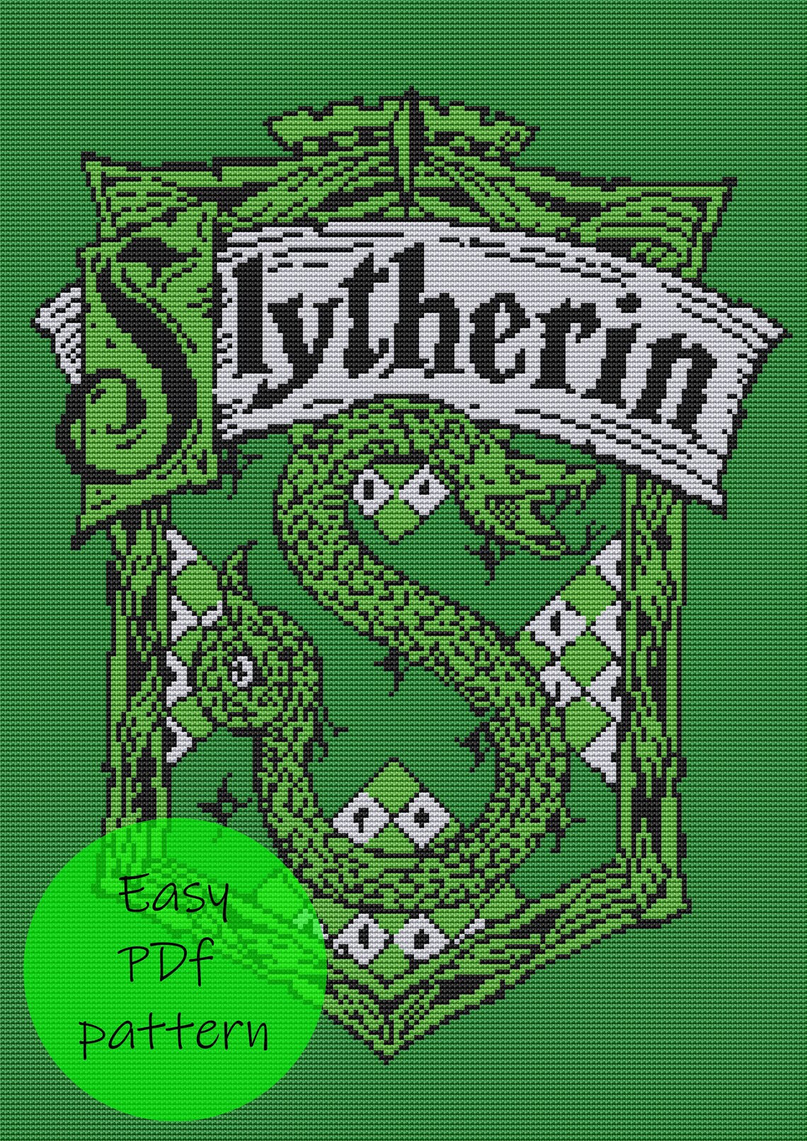 Cross Stitch pattern Slytherin Harry Potter cross stitch | Etsy
