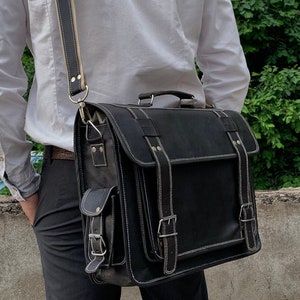 Porte-documents en cuir vintage personnalisé, sac messager, sac à bandoulière en cuir pour homme, sac pour ordinateur portable en cuir, meilleur cadeau de Noël pour lui image 9