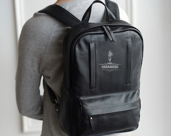 Black casual leather backpack men Leather backpack Vintage leather backpack Leather backpack men black Leather backpack laptop backpack