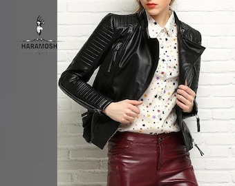 Veste en cuir matelassée pour femme New Biker, coupe slim, cadeaux de Noël pour les filles, veste design chic, sur mesure, veste Halloween