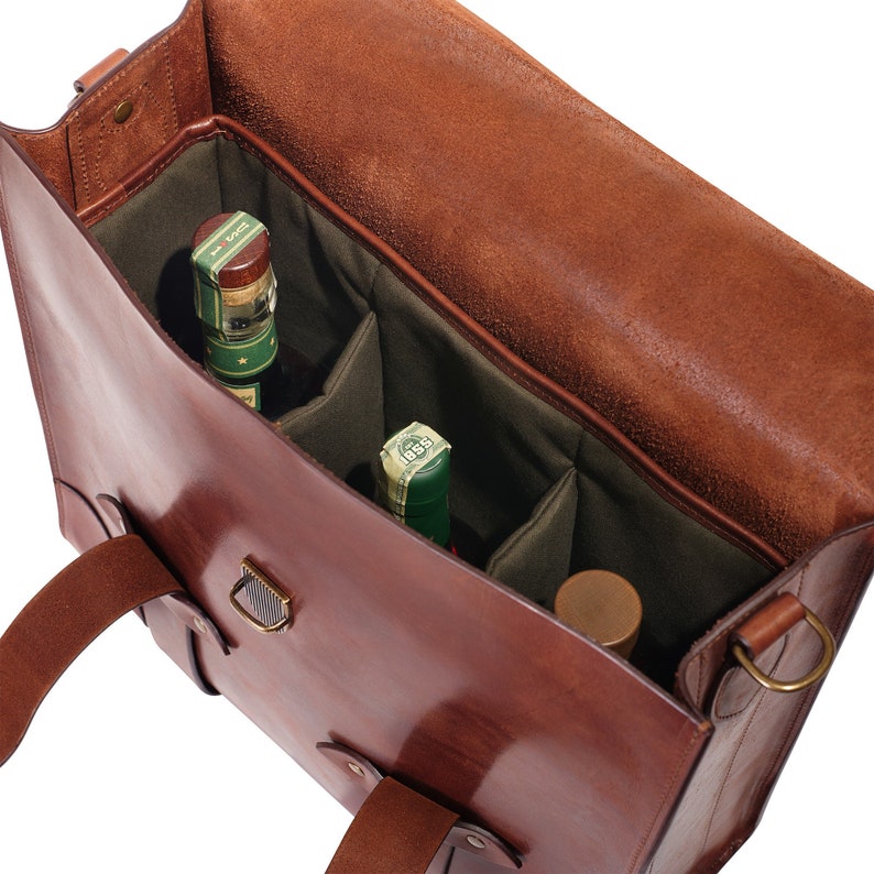 Bourbon Whisky Bag Brown Leather Briefcase Whisky Bag for Etsy