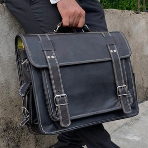 Porte-documents en cuir vintage personnalisé, sac messager, sac à bandoulière en cuir pour homme, sac pour ordinateur portable en cuir, meilleur cadeau de Noël pour lui image 2