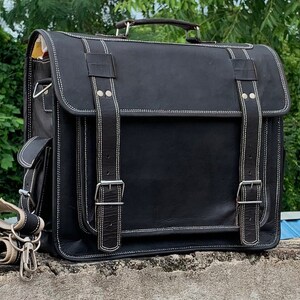 Porte-documents en cuir vintage personnalisé, sac messager, sac à bandoulière en cuir pour homme, sac pour ordinateur portable en cuir, meilleur cadeau de Noël pour lui image 8