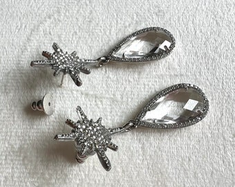 Celestial wedding star earrings space crystal jewelry drop style handmade silver biju unique womens statement gift bespoke custom design