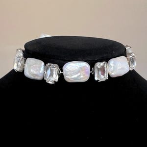 Crystal pearl choker statement necklace wedding jewelry bridal accessories fashion bijoux for brides trend handmade womens gift shell piece