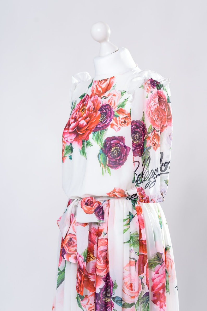 Maxi dolce style dress long peony flower clothing women Etsy