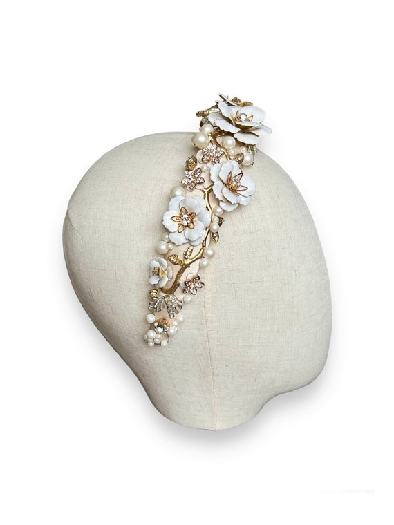 Bridal Embellished Headband Bride Wedding Embroidered Tiara 