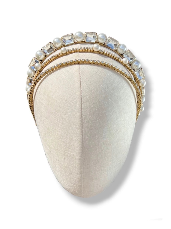 Set of 3 Crystal Wedding Headband Bridal Pearl Tiara  display picture 1