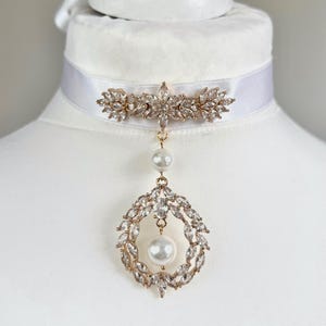Zirconia choker pearl necklace 18K gold platted jewellery statement fashion bridal accessory wedding medieval bijoux for bride couture trend