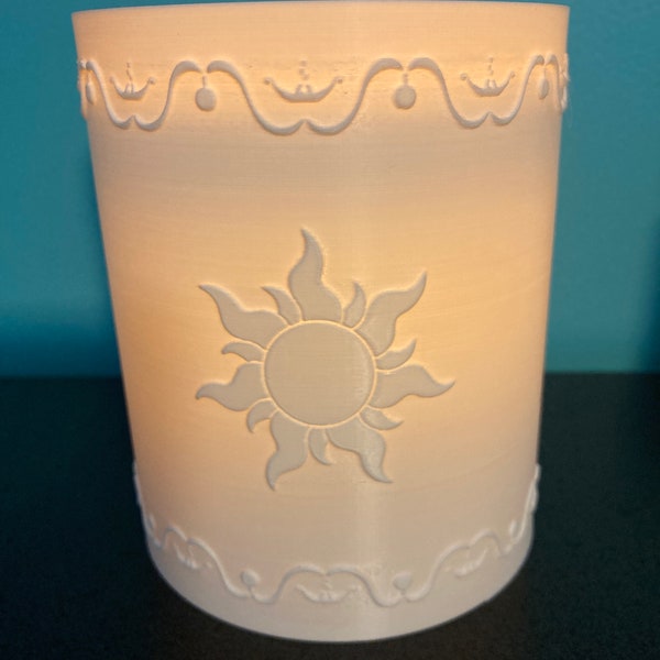 Tangled Lantern Shelf Candle - One warm white 3D printed lantern or wedding table centerpiece with LED pillar candle