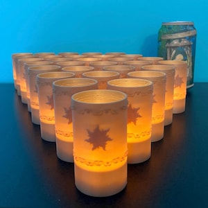 Tangled Lantern Tea Lights - Rapunzel’s Floating Lights - Thirty (30) tan 3D printed lanterns with white LED tea lights. Natural wood look!