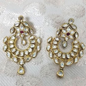 Kundan Earring - Chaandbali Statement Earring - Indian jewelry