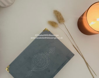 Baby Blue Velvet Quran | Free UK P&P Islamic Gifts @SealedWithBlessings | Wedding for Her and Him Birthday presents anniversary