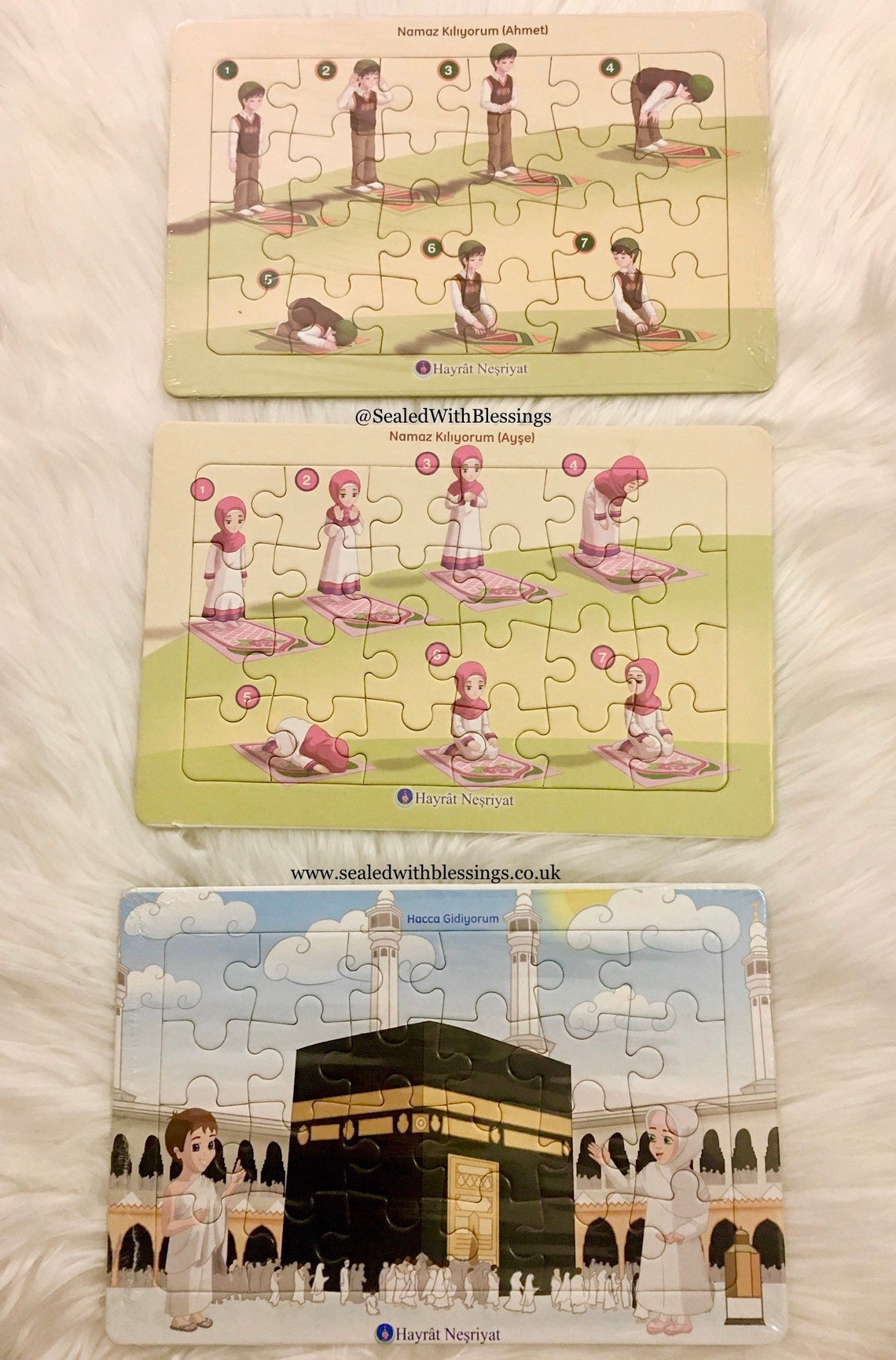 Set of 4 Islamic Jigsaw Puzzles for Kids Soft Cardboard Girl Etsy UK