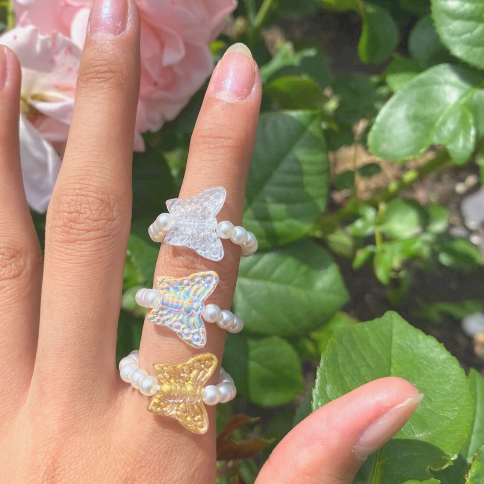 BUY 3 GET 1 FREE Butterfly Ring Pearl Ring Aesthetic Etsy