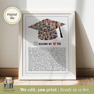 30 Reasons we love you custom Graduation Collage, Gift for Teachers, Graduation gift for nephew or niece, 2024 Graduation, Gift for son