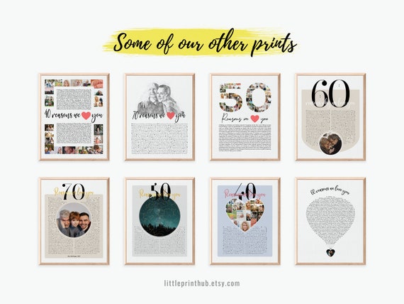 40 Reasons we love you custom print Personalized 40th Birthday gift for men 40th Birthday gift for women 40th Birthday gift for Dad Mom
