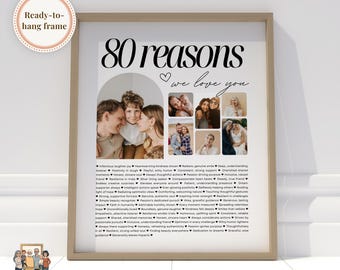 80 reasons we love you custom Photo Collage, Why I love you picture collage, Gift for Friend's 80th birthday, Personalized gift for in law
