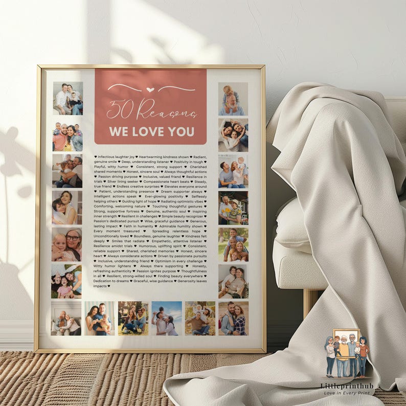 50 Reasons We Love You Custom Photo Collage, Why I Love You Picture
