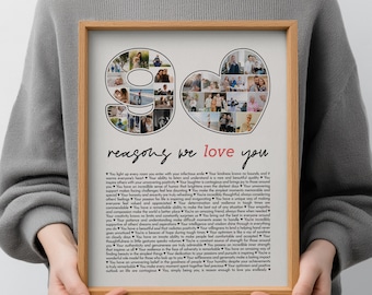 Collage de fotos personalizado para regalo de 90 cumpleaños