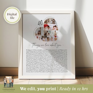 40 reasons we love you custom Photo Collage, Why I love you picture collage, Gift for Friend's 40th birthday, Forty year anniversary gift