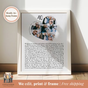 40 reasons we love you custom Photo Collage, Why I love you picture collage, Gift for Friend&#39;s 40th birthday, Forty year anniversary gift