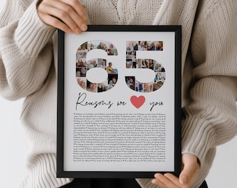 65 razones por las que te queremos. Regalo para familiares y amigos: Póster digital o enmarcado.