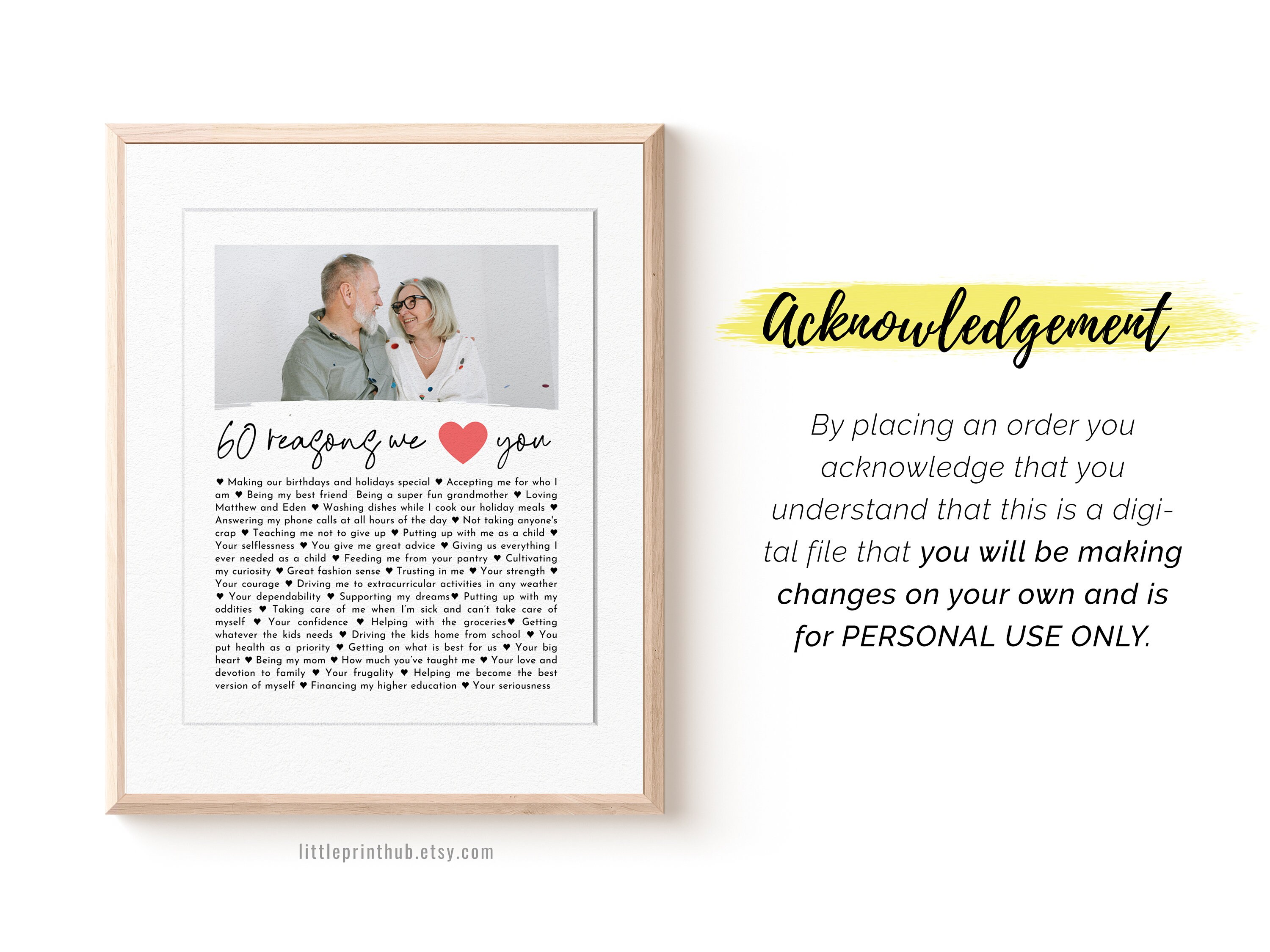 Fully Editable Template 60 Reasons We Love You Mom's - Etsy