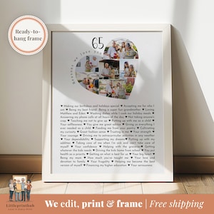 65 reasons we love you custom Photo Collage, Why I love you picture collage, Gift for Friend&#39;s 65th birthday, Sixty Five Yr anniversary gift