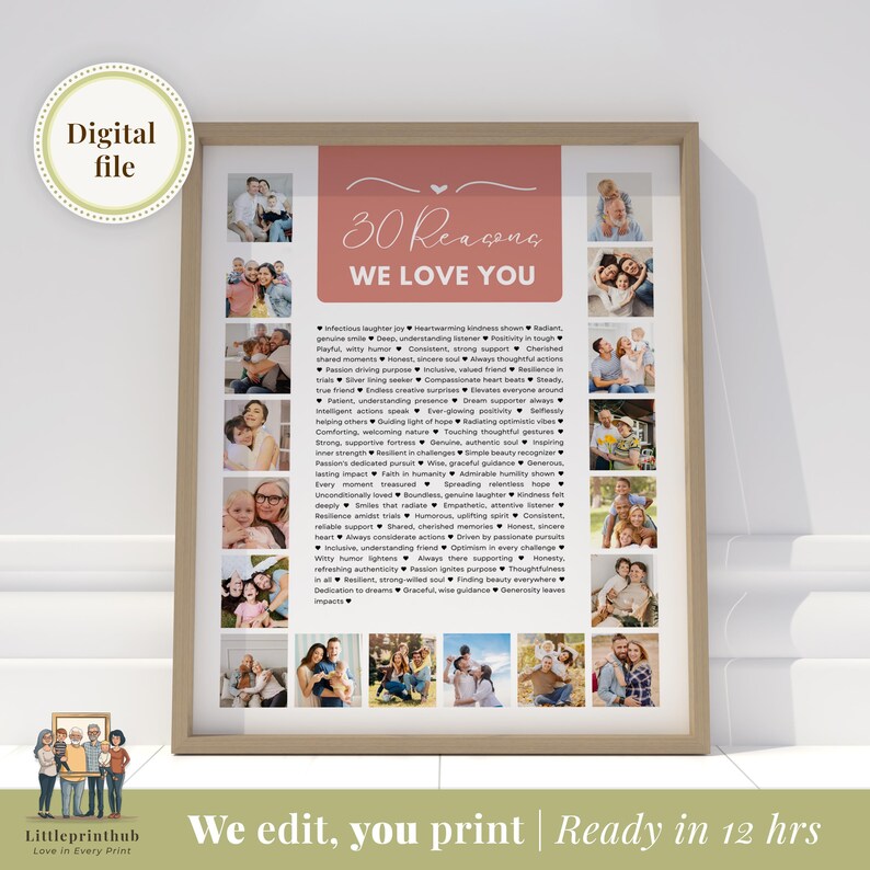 30 Reasons We Love You Custom Photo Collage, Why I Love You Picture