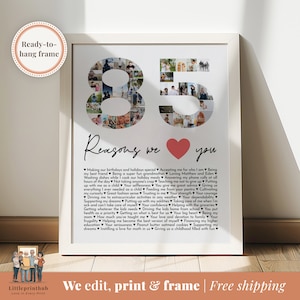 85 reasons we love you custom Photo Collage, Why I love you picture collage, Gift for Friend&#39;s 85th birthday, Personalized gift for in law