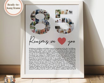 85 reasons we love you custom Photo Collage, Why I love you picture collage, Gift for Friend's 85th birthday, Personalized gift for in law