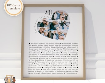 40 Reasons we love you custom Photo Collage, Mom&#39;s 40th Birthday, 40 Things about Dad, 40th Birthday gift for him, Fully Editable Template