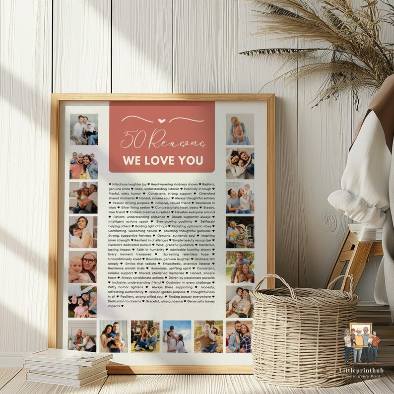 50 Reasons We Love You Custom Photo Collage, Why I Love You Picture