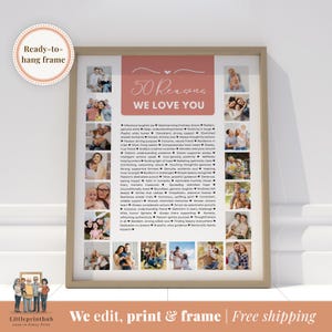 50 reasons we love you custom Photo Collage, Why I love you picture collage, Gift for Friend&#39;s 50th birthday, Fifty year anniversary gift