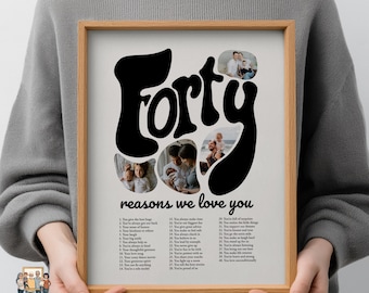 40 razones por las que te amamos: regalo para esposo, regalo de cumpleaños considerado para él de parte de su esposa o hijos, regalo para celebrar un hito importante para tener en la oficina.