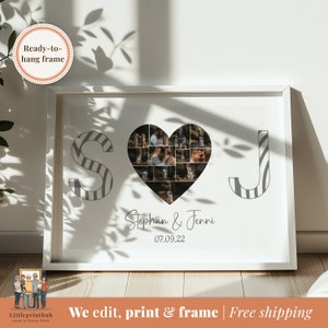 Collage de boda personalizado de 12x18 de novia a novio, su collage de fotos con iniciales de pareja, carta especial para regalo de aniversario de cónyuge
