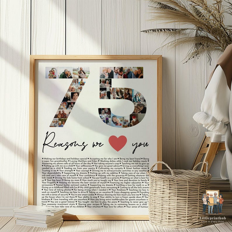 75 Reasons We Love You Photo Collage, Custom Birthday Gift image 15