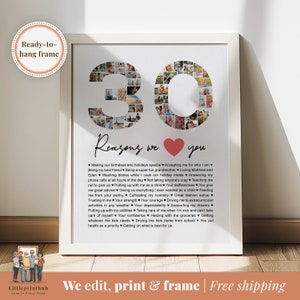 30 reasons we love you custom Photo Collage, Why I love you picture collage, Gift for Friend's 30th birthday, Thirty year anniversary gift