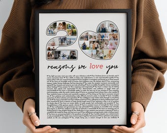 Impresión personalizada para el 20 cumpleaños, collage de fotos para regalo de aniversario